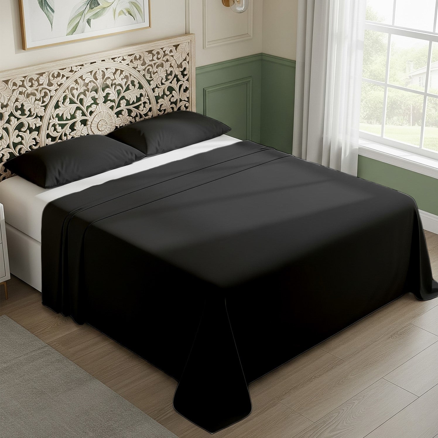 Black Cotton Flat Bedsheet – Modern, Soft & Effortlessly Stylish