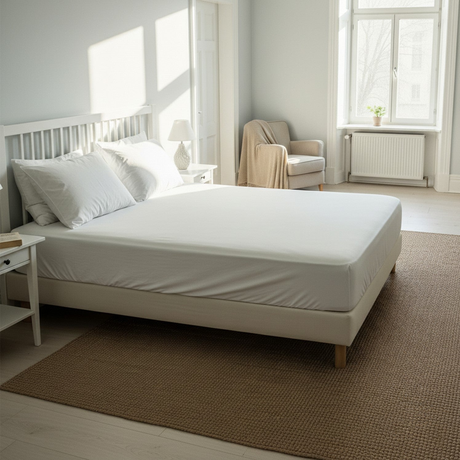 White Fitted Cotton Bedsheet With Two Pillow Cover  – Luxurious, Soft & Long-Lasting