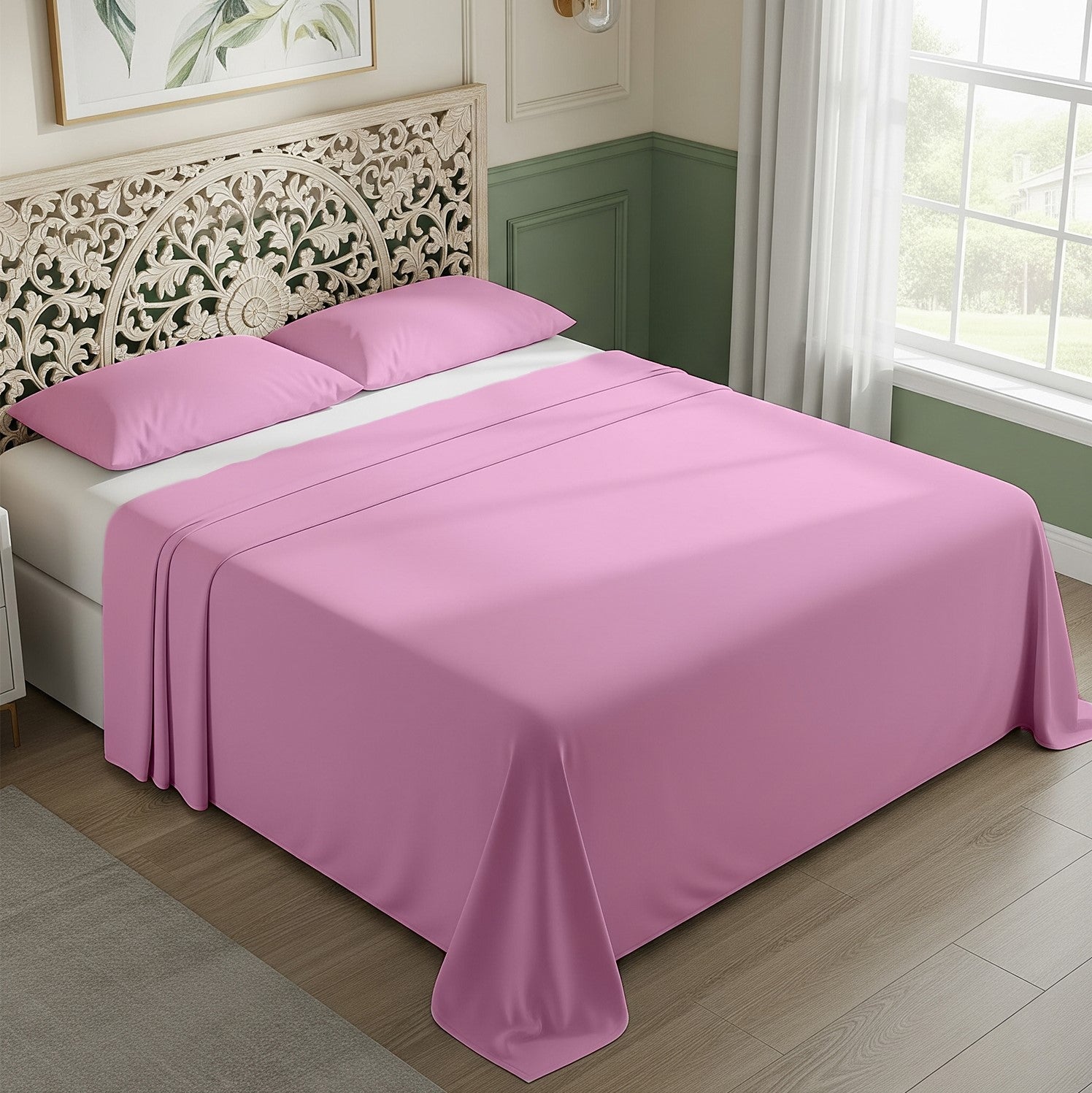 Baby Pink Cotton Flat Bedsheet – Modern, Soft & Effortlessly Stylish