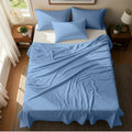 Light Blue Microfiber Flat Bedsheet With Two Pillow Cover – Fade-Resistant & All-Season Comfort