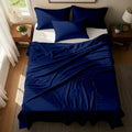 Navy Blue Microfiber Flat Bedsheet With Two Pillow Cover – Fade-Resistant & All-Season Comfort