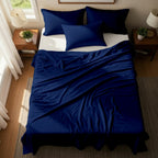 Navy Blue Microfiber Flat Bedsheet With Two Pillow Cover – Fade-Resistant & All-Season Comfort