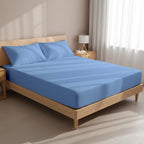 Sky Blue Microfiber Fitted Bedsheet – Elegant, Cozy & Effortless Comfort