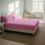 Baby Pink Fitted Cotton Bedsheet With Two Pillow Cover  – Luxurious, Soft & Long-Lasting