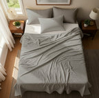 Silver Microfiber Flat Bedsheet With Two Pillow Cover – Fade-Resistant & All-Season Comfort