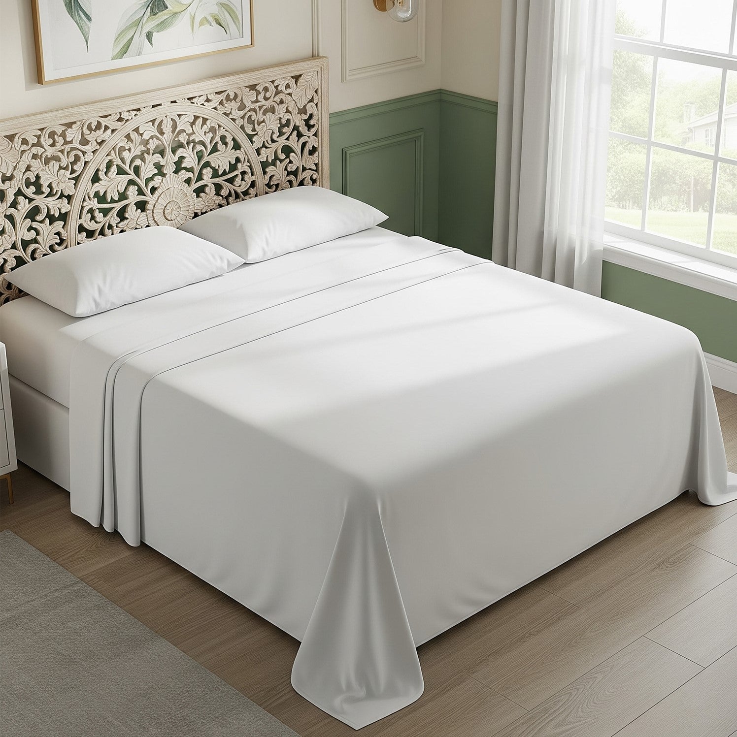 White Cotton Flat Bedsheet – Modern, Soft & Effortlessly Stylish