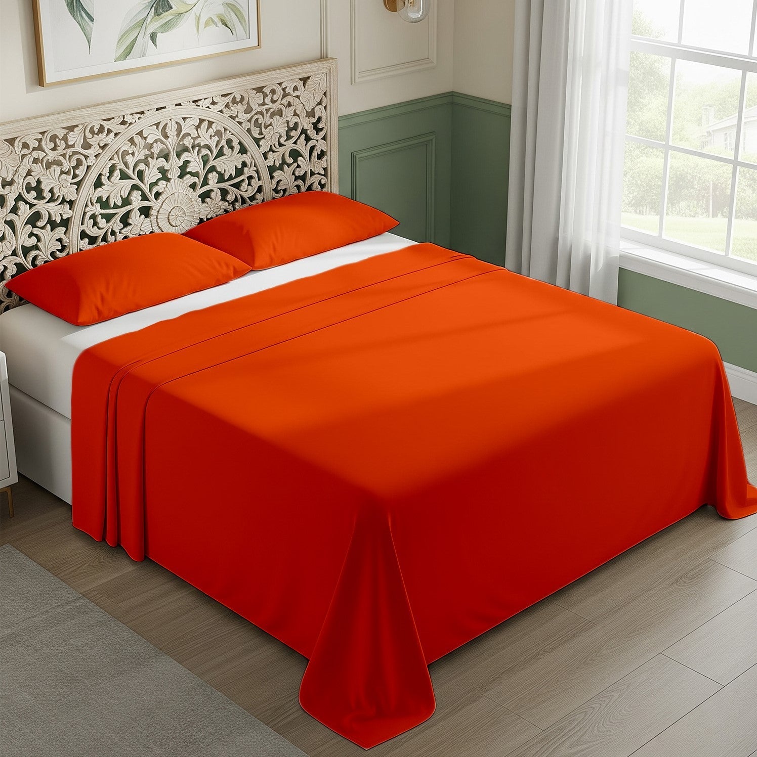 Orange Cotton Flat Bedsheet – Modern, Soft & Effortlessly Stylish