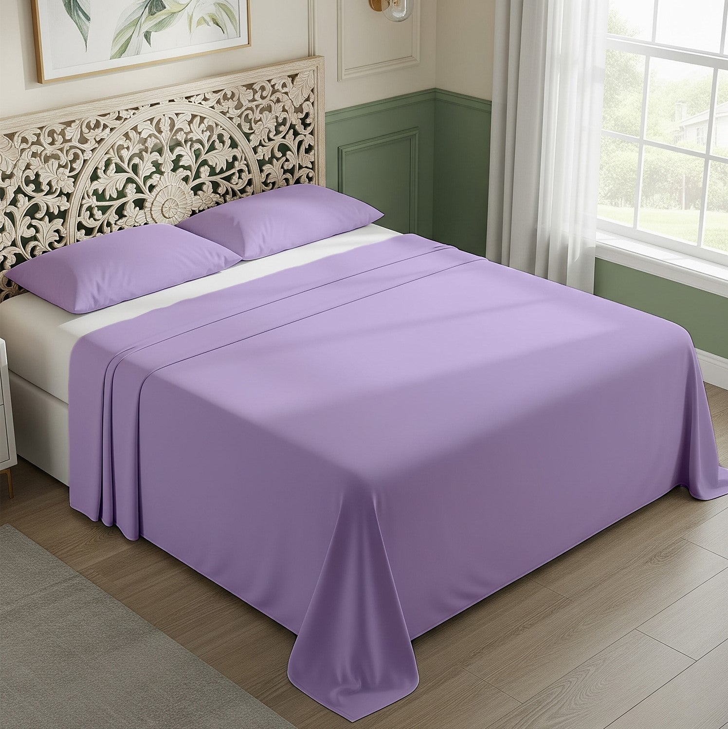 Lavender Cotton Flat Bedsheet – Modern, Soft & Effortlessly Stylish