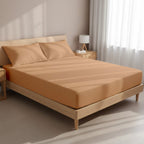 Peach Microfiber Fitted Bedsheet – Elegant, Cozy & Effortless Comfort