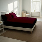 Wine Fitted Cotton Bedsheet With Two Pillow Cover  – Luxurious, Soft & Long-Lasting