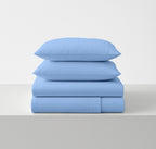 Light Blue Microfiber Flat Bedsheet With Two Pillow Cover – Fade-Resistant & All-Season Comfort