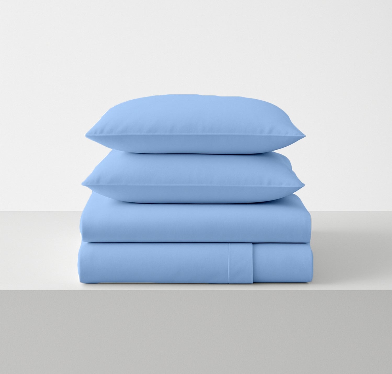 Light Blue Microfiber Flat Bedsheet With Two Pillow Cover – Fade-Resistant & All-Season Comfort