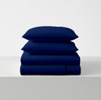 Navy Blue Microfiber Flat Bedsheet With Two Pillow Cover – Fade-Resistant & All-Season Comfort