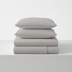 Silver Microfiber Flat Bedsheet With Two Pillow Cover – Fade-Resistant & All-Season Comfort