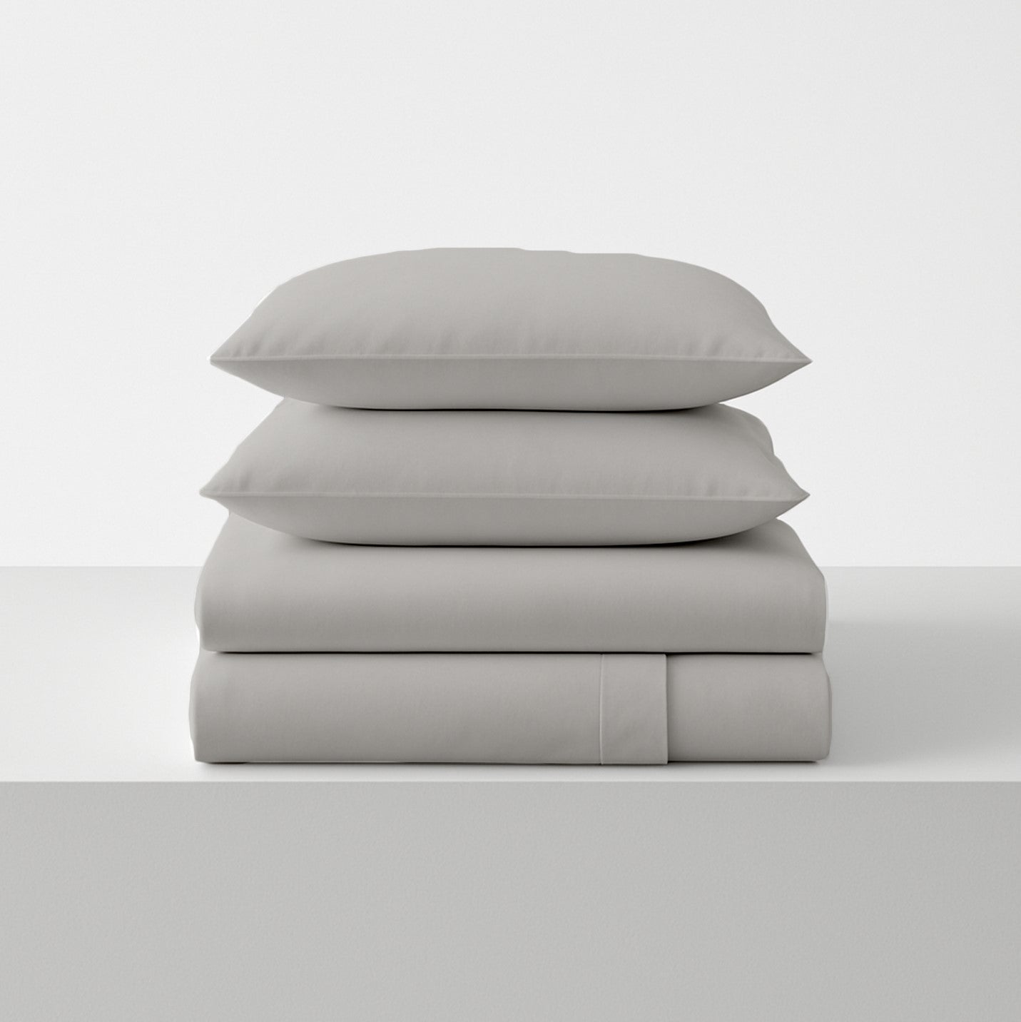 Silver Microfiber Flat Bedsheet With Two Pillow Cover – Fade-Resistant & All-Season Comfort
