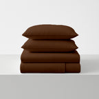 Brown Microfiber Flat Sheet  With Two Pillow Cover – Fade-Resistant & All-Season Comfort