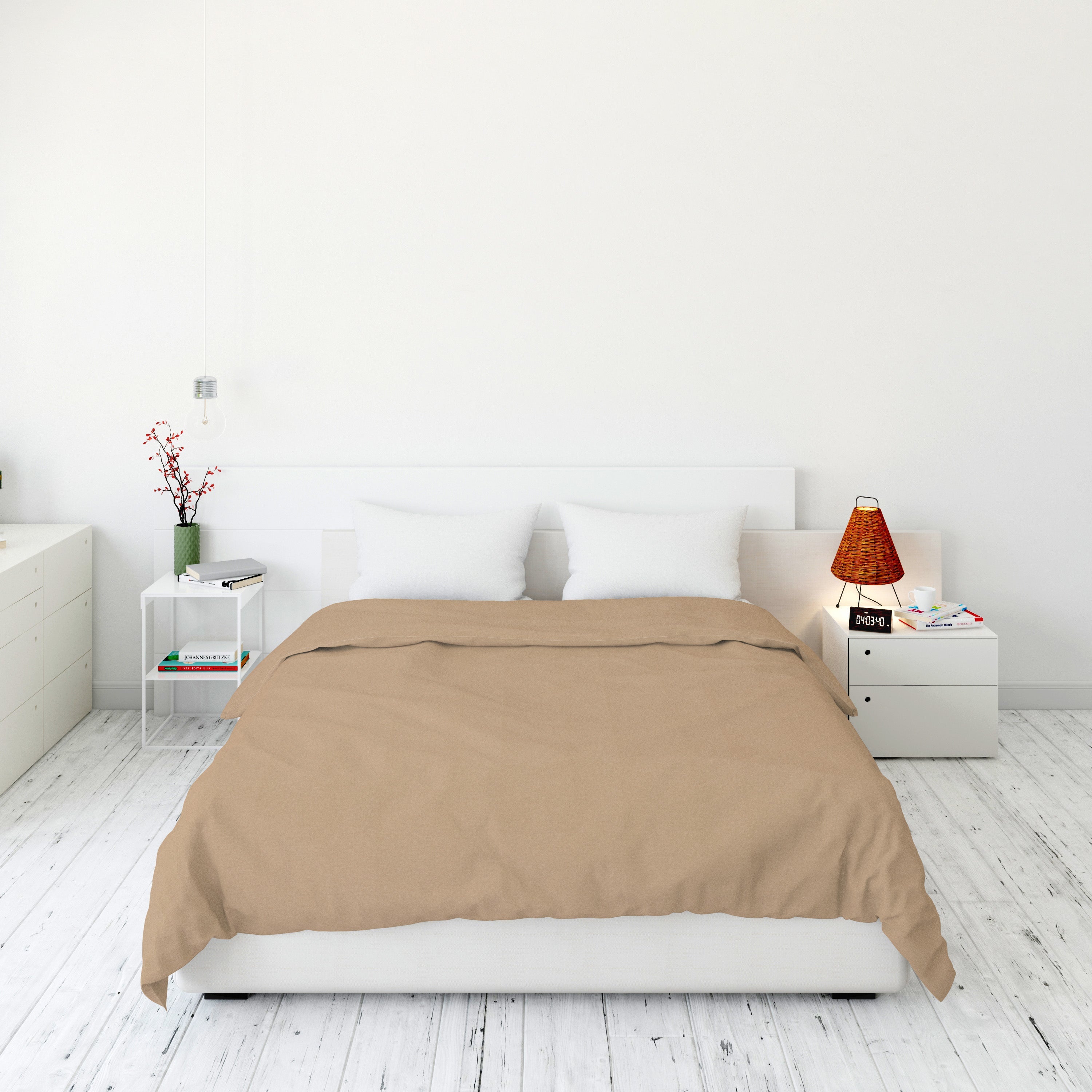 Razzai Super Soft Microfiber 3 Piece Duvet Cover Set and 2 Pillow Cover (18X28 Inches) - Single, Double, King Size /Beige
