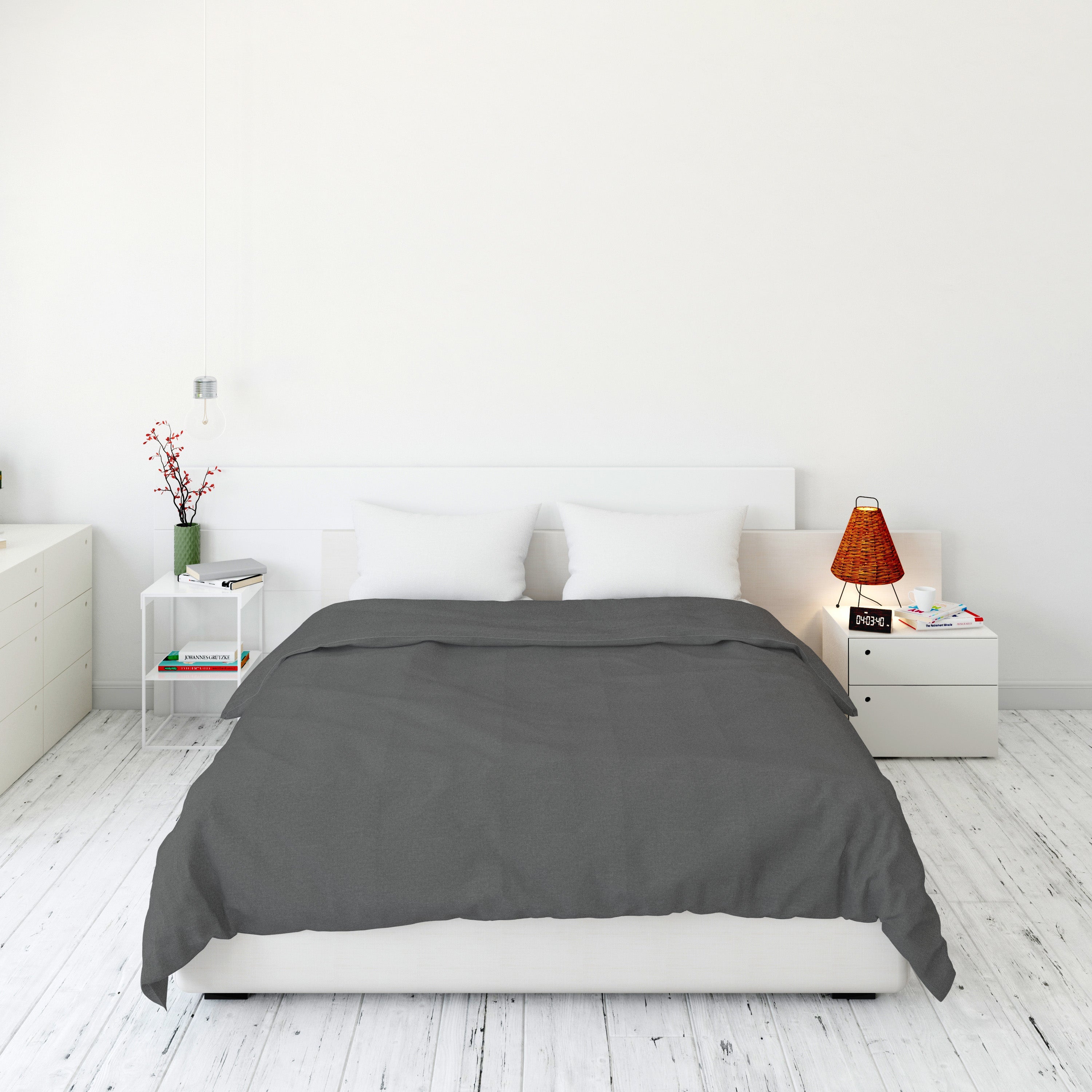 Razzai Super Soft Microfiber 3 Piece Duvet Cover Set and 2 Pillow Cover (18X28 Inches) - Single, Double, King Size /Silver