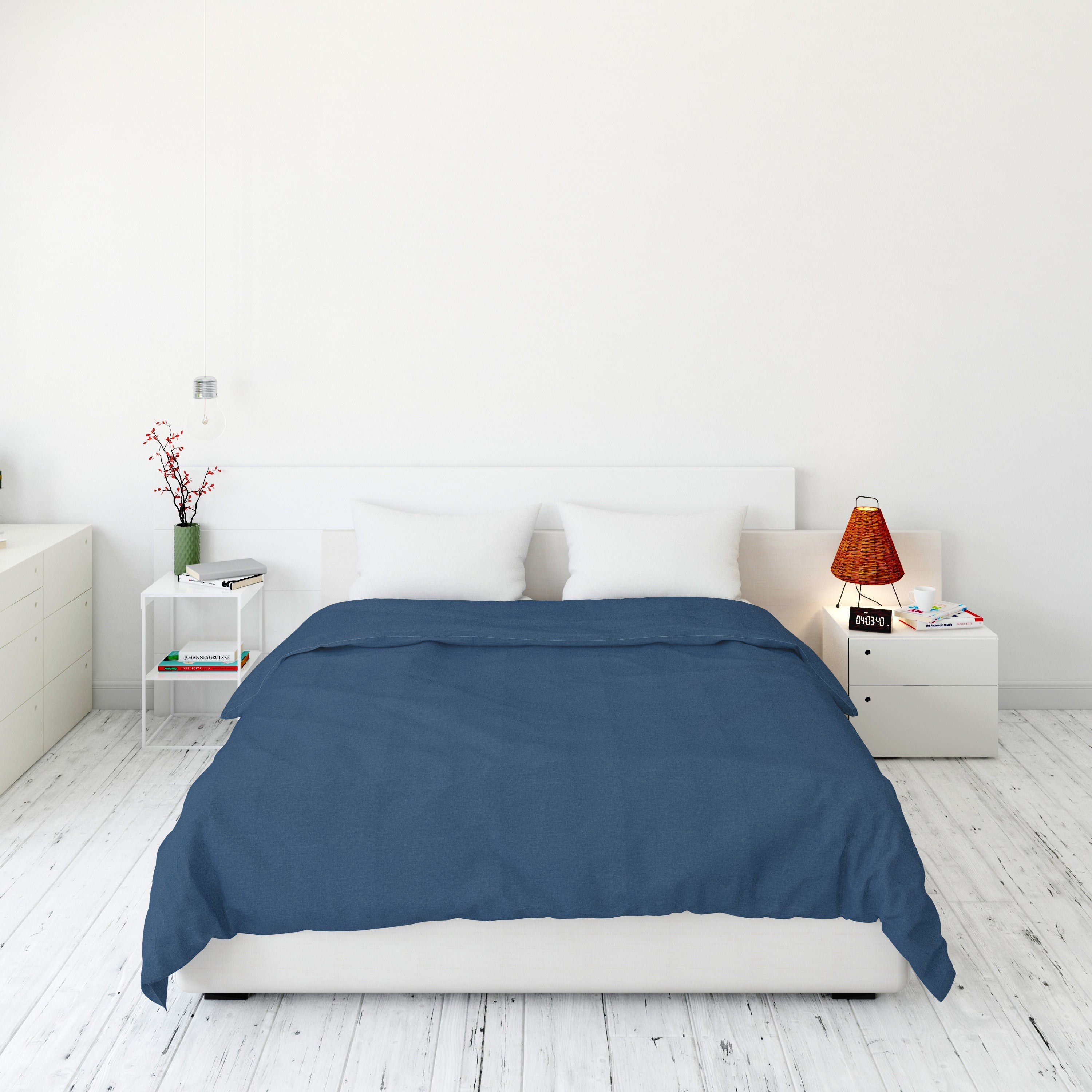Razzai Super Soft Microfiber 3 Piece Duvet Cover Set and 2 Pillow Cover (18X28 Inches) - Single, Double, King Size /Medium Blue
