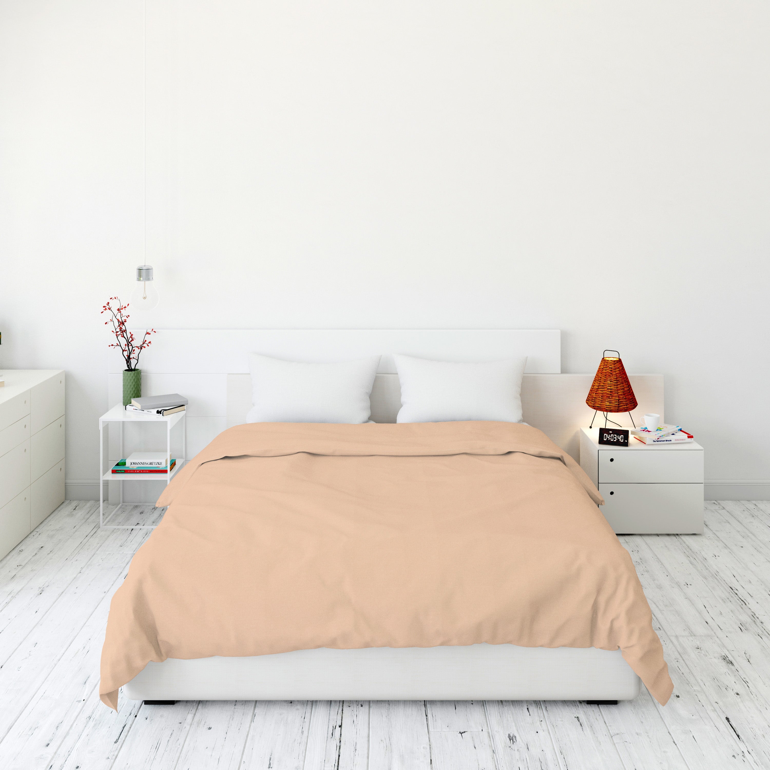 Razzai Super Soft Microfiber 3 Piece Duvet Cover Set and 2 Pillow Cover (18X28 Inches) - Single, Double, King Size /Beige