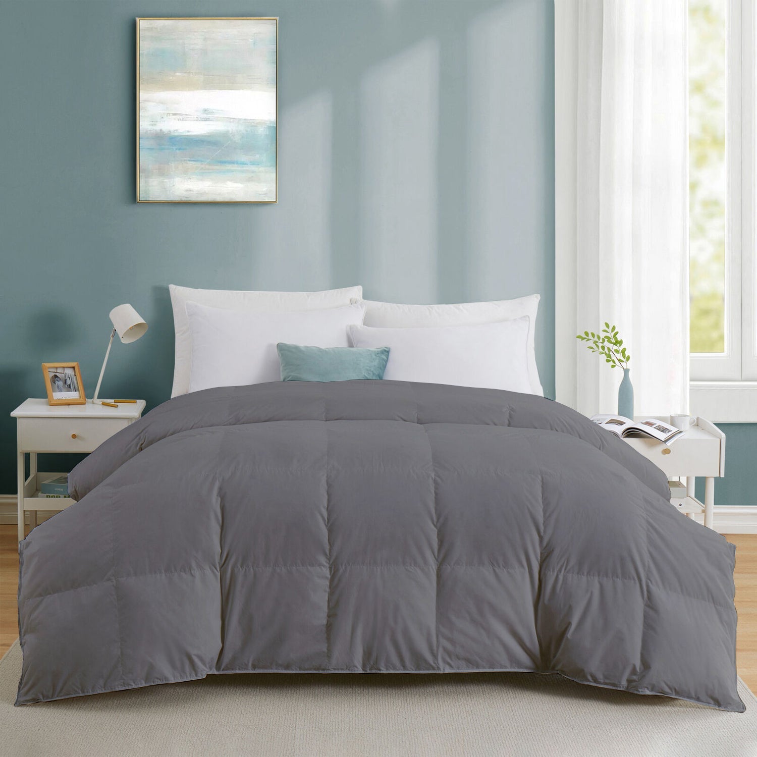 300 GSM All Weather Comforter |Medium Blue | Microfiber| Lightweight |