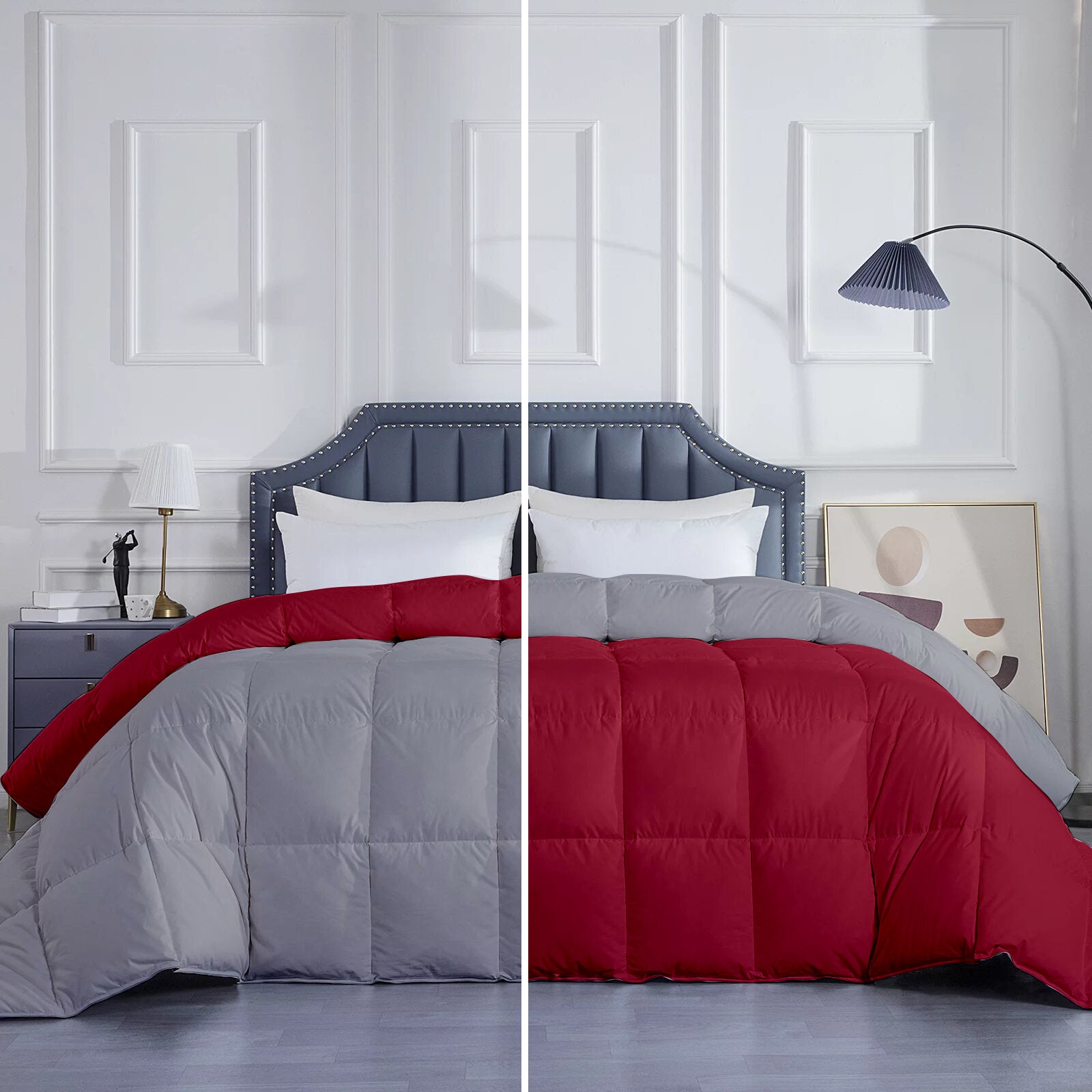  Breathable Fabric 300 GSM Comforter – Year Round Use
 (silver burgundy)