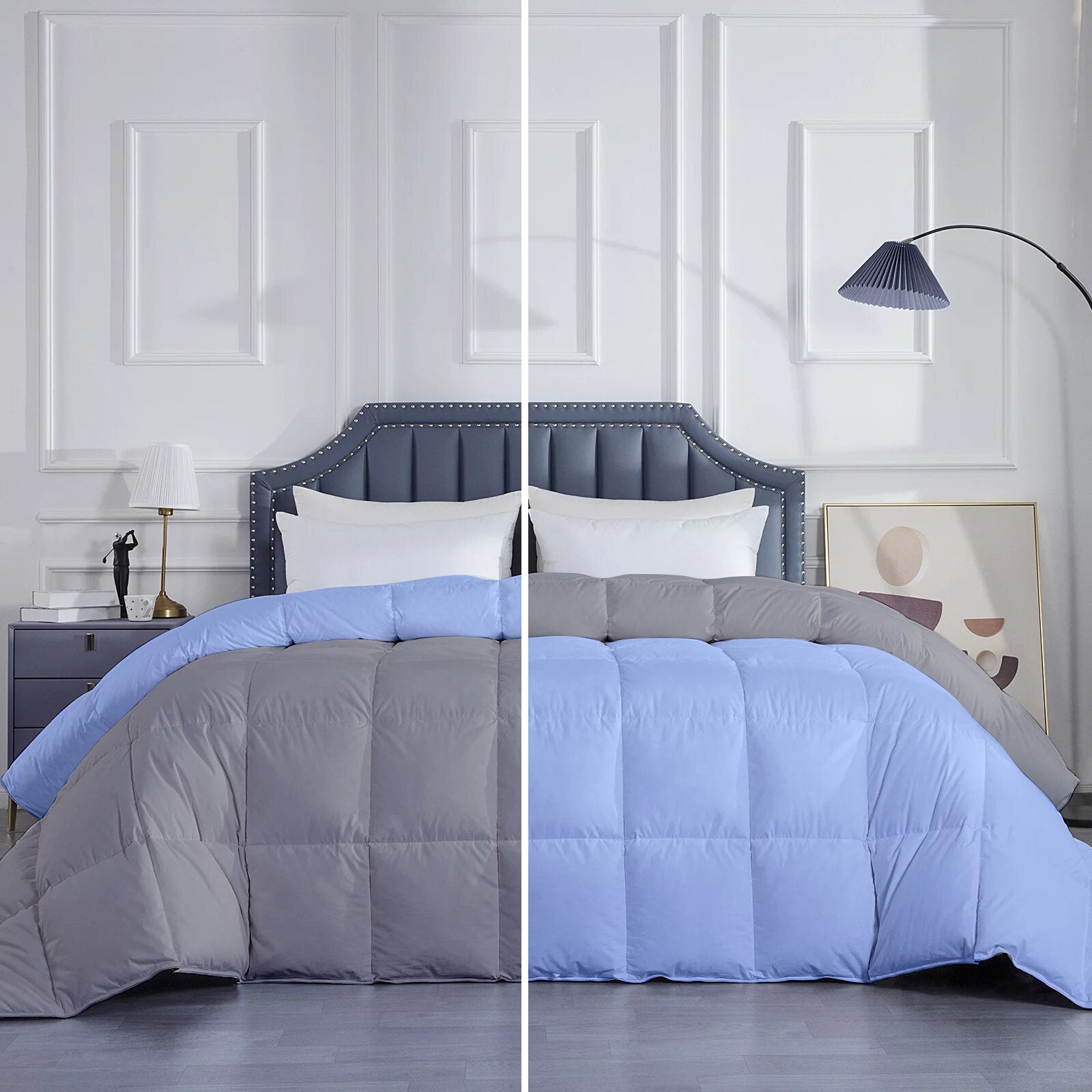 Premium Lightweight 300 GSM Comforter – Ideal for Mild Winter
(silver sky blue)