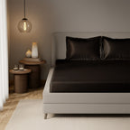 Black Satin Fitted Bedsheet With Pillow Cover