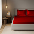 Burgundy Satin Fitted Bedsheet With Pillow Cover