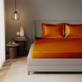 Copper Brown Satin Fitted Bedsheet With Pillow Cover