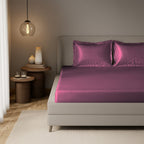 Light Mauve Satin Fitted Bedsheet With Pillow Cover