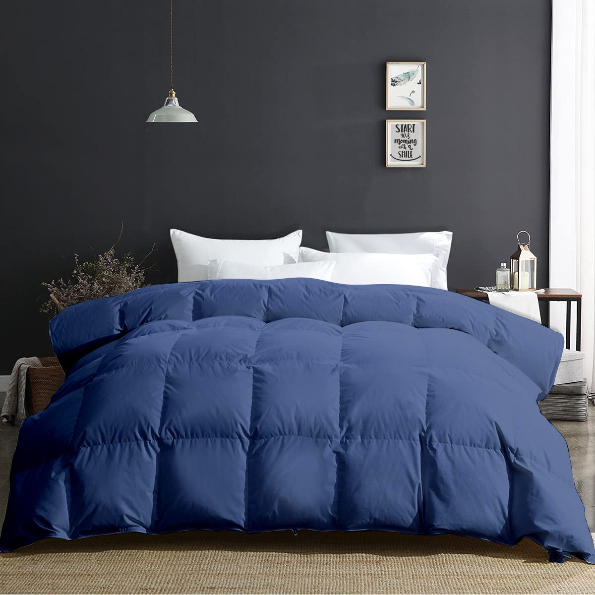 300 GSM All Weather Comforter |Medium Blue | Microfiber| Lightweight |