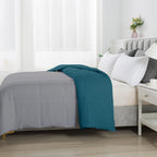 150 GSM Soft AC Reversible Microfiber Comforter |Silver/Teal| Lightweight & Machine Washable|