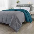 150 GSM Soft AC Reversible Microfiber Comforter |Silver/Teal| Lightweight & Machine Washable|