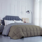 300 GSM All Weather Reversible Comforter |Silver/Beige| Microfiber & Lightweight|