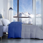 300 GSM All Weather Reversible Comforter |Silver Medium Blue| Microfiber & Lightweight|