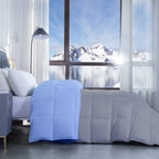300 GSM All Weather Reversible Comforter |Silver/Sky Blue| Microfiber & Lightweight|