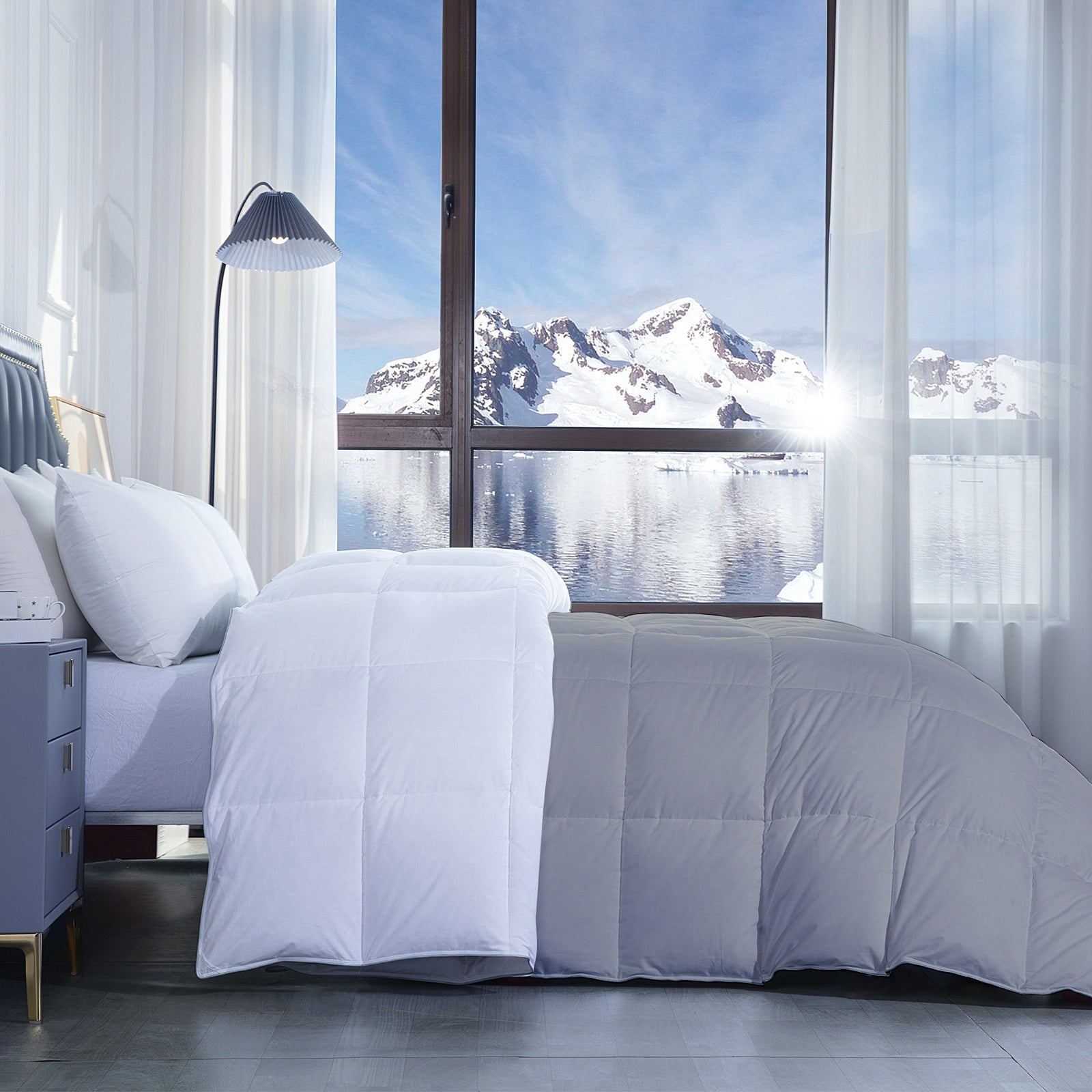 300 GSM All Weather Reversible Comforter |Silver White| Microfiber & Lightweight |