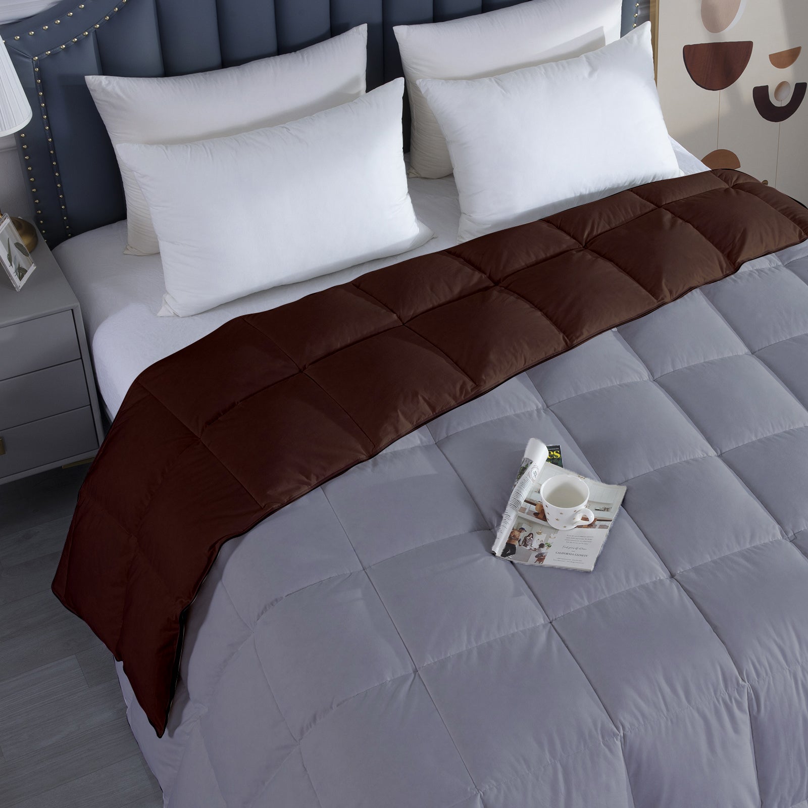 300 GSM All Weather  Reversible Comforter |Silver Chocolate Brown| Microfiber & Lightweight|