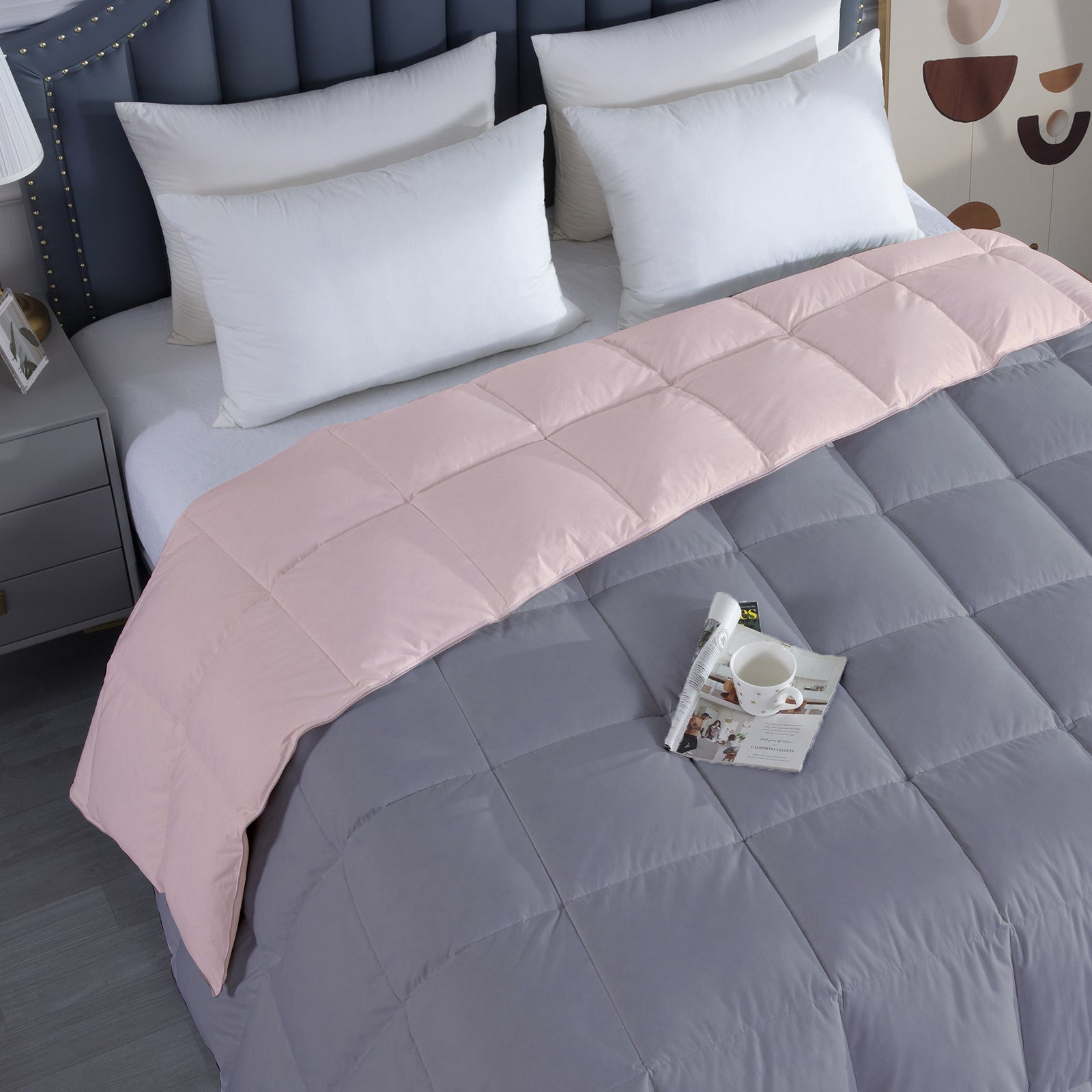300 GSM All Weather Reversible Comforter |Silver Peach| Microfiber & Lightweight|