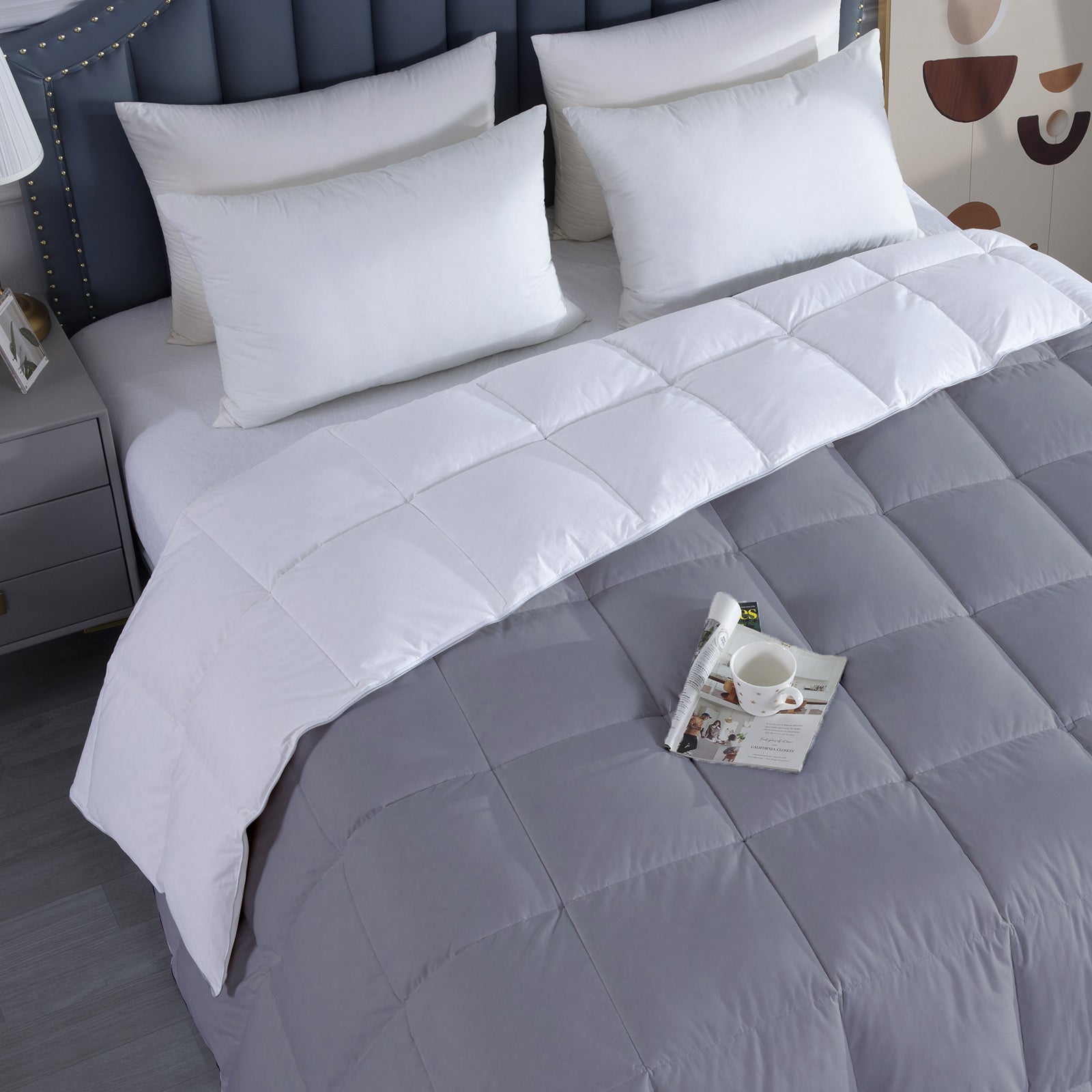 300 GSM All Weather Reversible Comforter |Silver White| Microfiber & Lightweight |