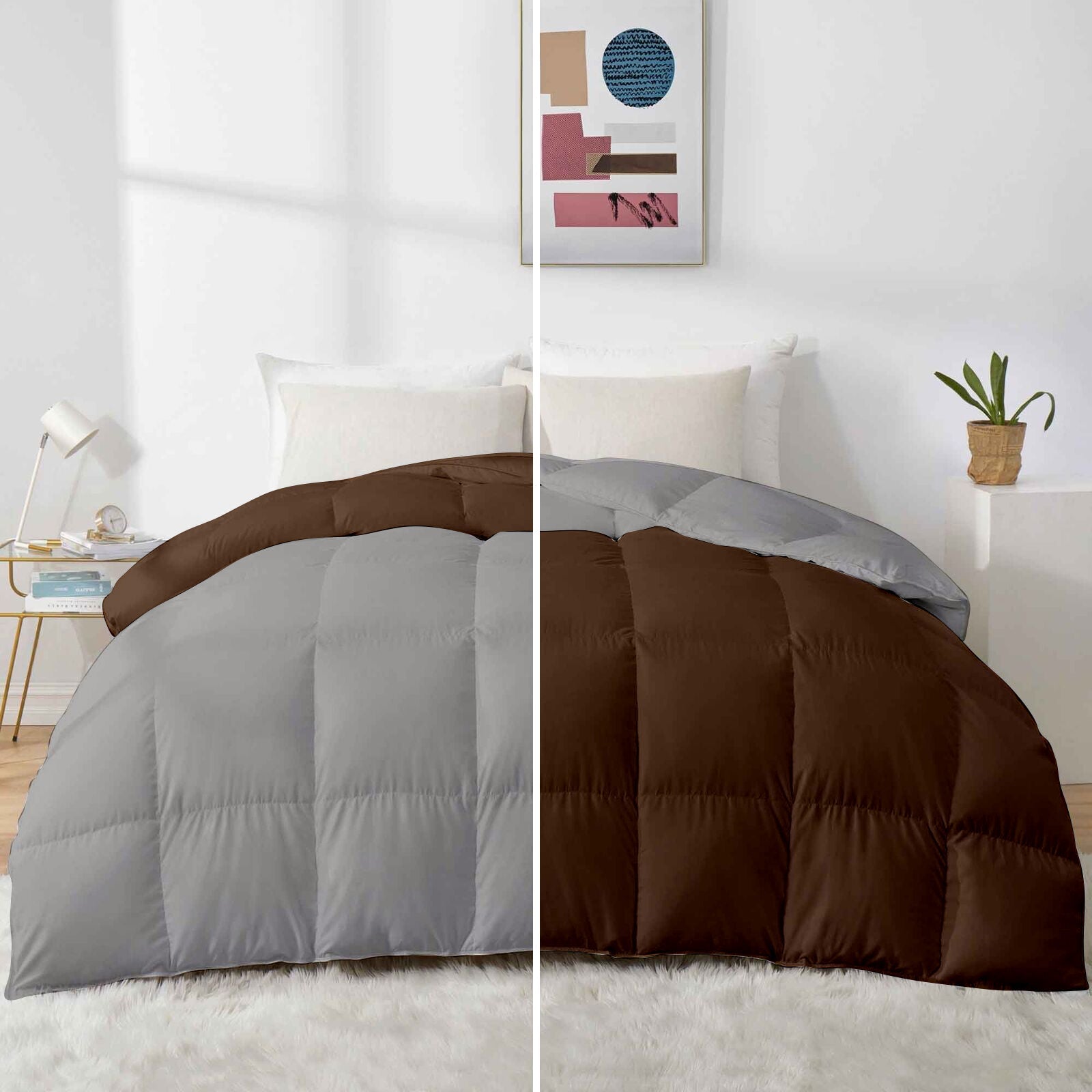 500 GSM Reversible Comforter For Winter | Sliver-Peach| Microfiber & Lightweight|