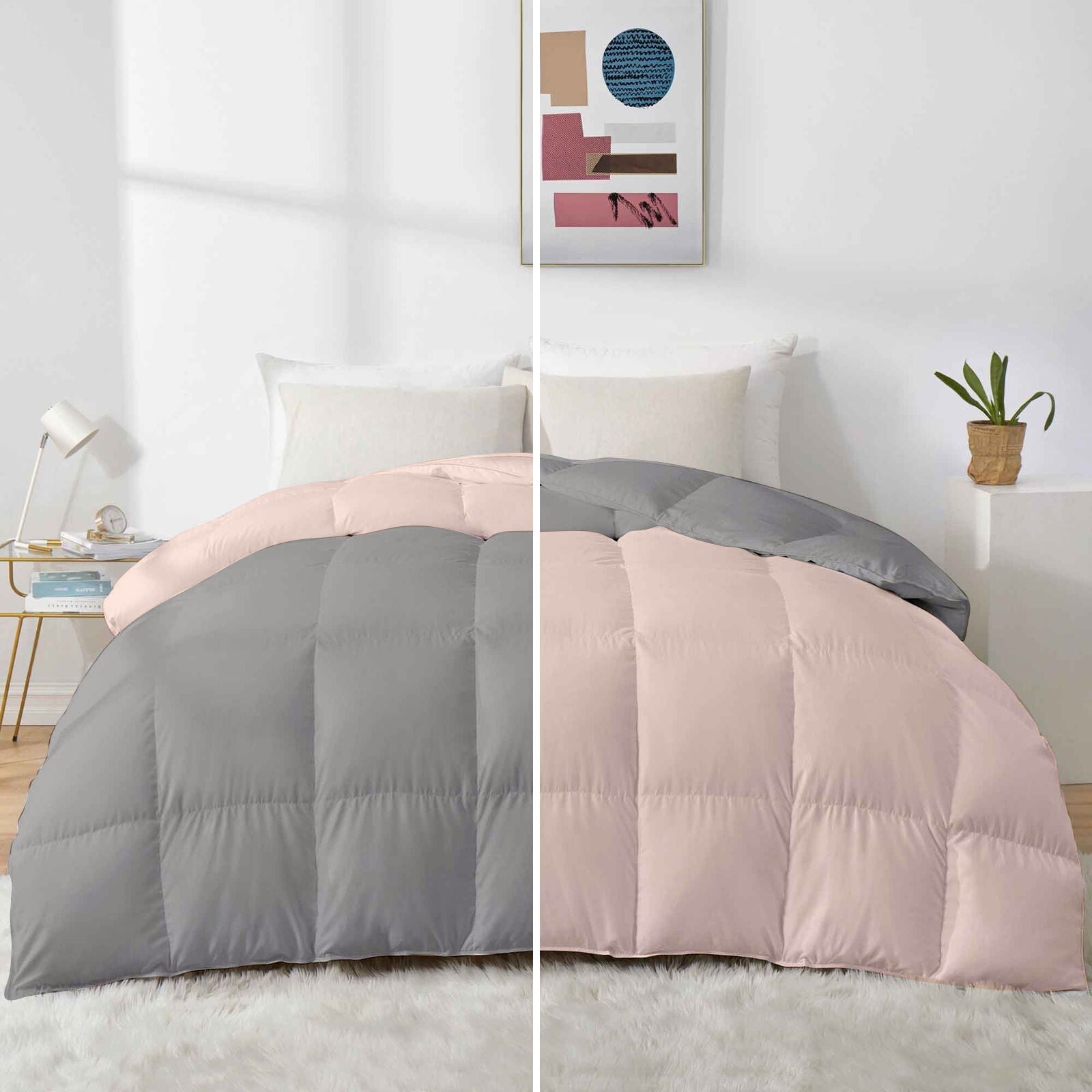 500 GSM Dual-Sided Comforter for Winter | Microfiber & Lightweight |Silver-Burgundy|