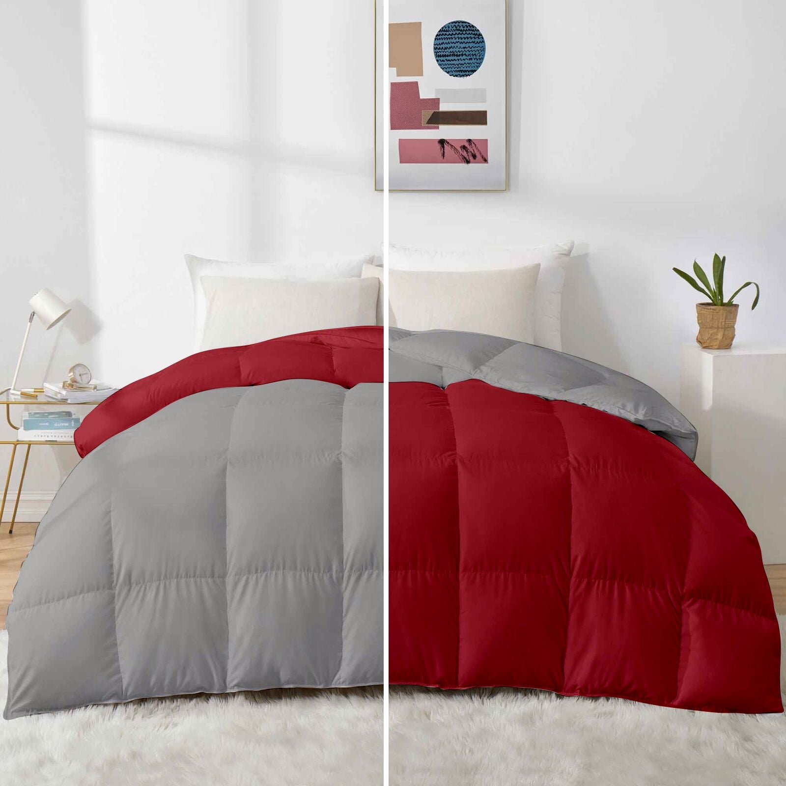 500 GSM Reversible Comforter |Silver-Chocolate Brown| Microfiber & Lightweight|