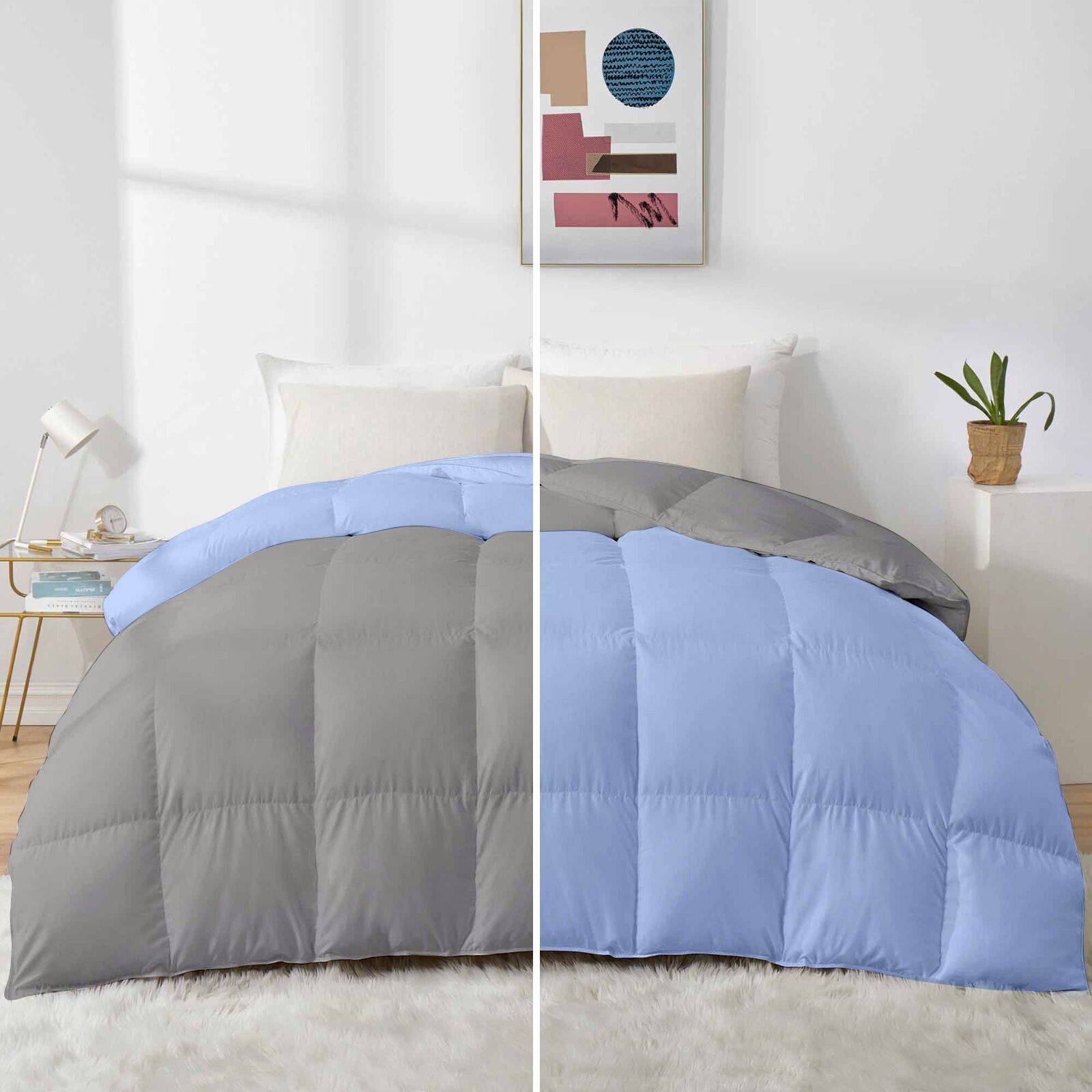 500 GSM Dual-Sided Comforter for Winter | Microfiber & Lightweight |Silver-Burgundy|