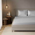 Silver Satin Fitted Bedsheet With Pillow Cover