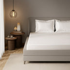 White Satin Fitted Bedsheet With Pillow Cover